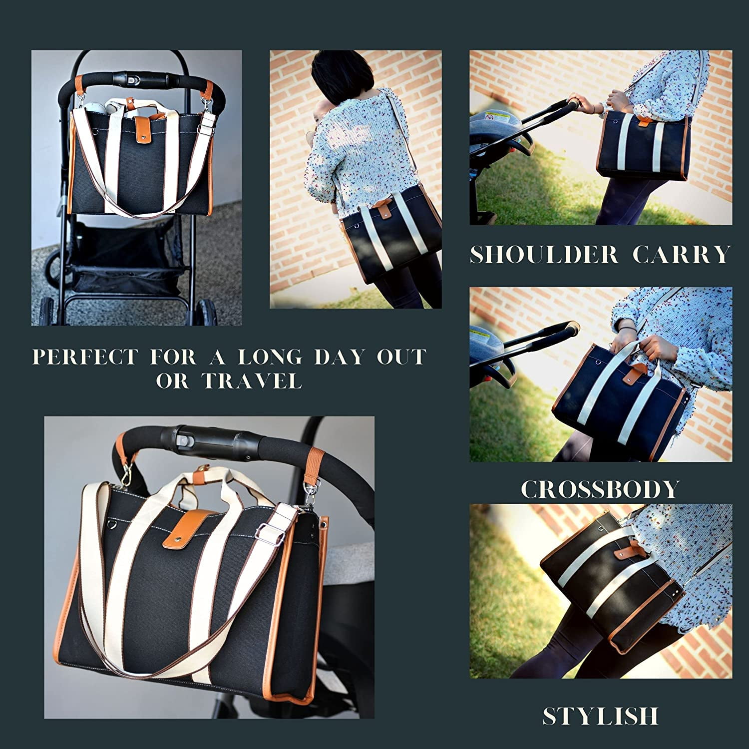Diaper Bag Tote Baby Bags for Mom with Insulated Pockets, Stroller Straps, Diaper Handbag Waterproof Travel Diaper Purse