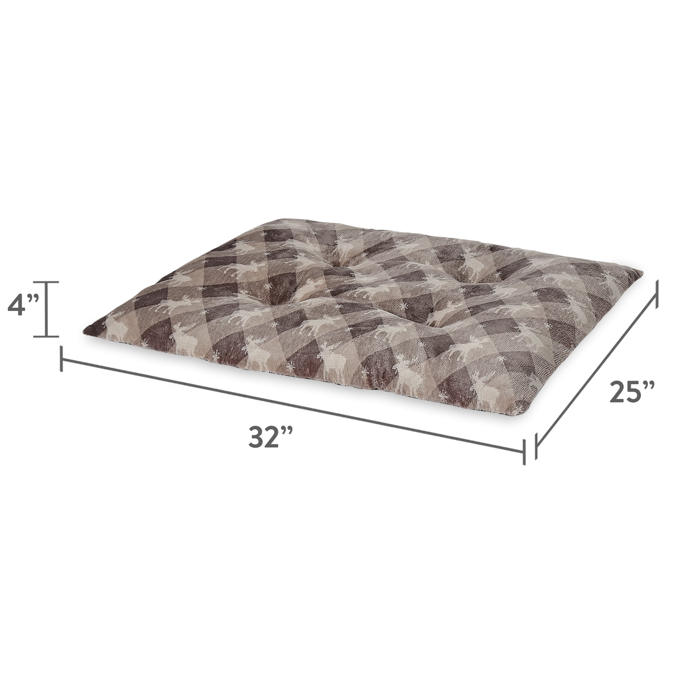 Vibrant Life Medium Pillow Dog Bed, Brown Chic Cabin Moose, 27" x 36"