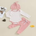 thumbnail image 2 of Baby Clothes Set  Romper with Long Sleeve Striped Pants and Hat, 2 of 9