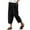 Black, variant on ZVNAΖH Women's Linen Capri Pants Casual Summer Elastic Waist Cropped Pants with Pockets Button Trim On The Side, S-2XL