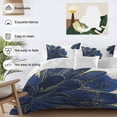 thumbnail image 3 of 3 Piece Navy Blue Gold Duvet Cover Set Queen Size,Microfiber Comforter/Quilt Cover with Corner Ties and 2 Pillowcases,Abstract Line Art Troditional Ink Painting All Season Bedding with Zipper Closure, 3 of 8