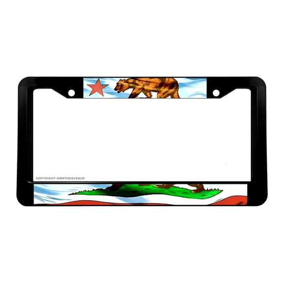 California Wavey Original Vintage Style Flag License Plate Frame