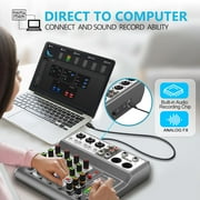 Aveek Professional Audio Mixer, Sound Board Mixing Console with 5 Channel Mixer, Stereo DJ Mixers for Recording, Live Streaming, Podcasting