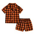 thumbnail image 2 of Boy's 2 Piece Outfits Short Sleeve Collar Button Down Shirt and Shorts Clothing Set Orange 6-12 Months, 2 of 3