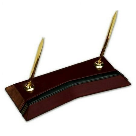 Dacasso Support Double Stylo en Cuir Bourgogne avec Garniture Dorée