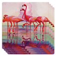 thumbnail image 2 of Monarque sous-Verres en Céramique, Ensemble de Quatre (Flamants Roses), 2 of 4