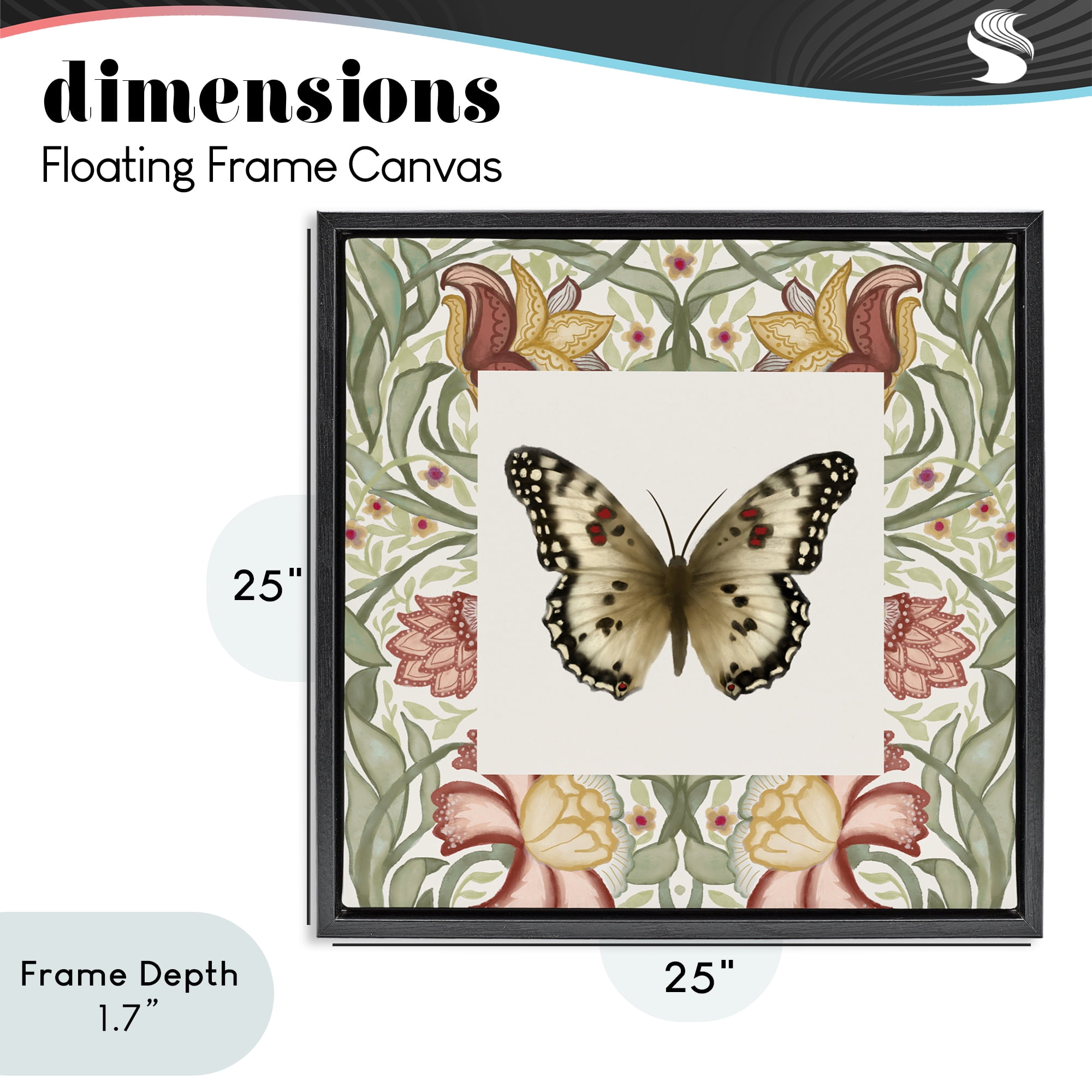 Stupell Industries Warm Toned Baroque Butterfly Black Framed Floater Canvas Wall Art, design by Elizabeth Medley