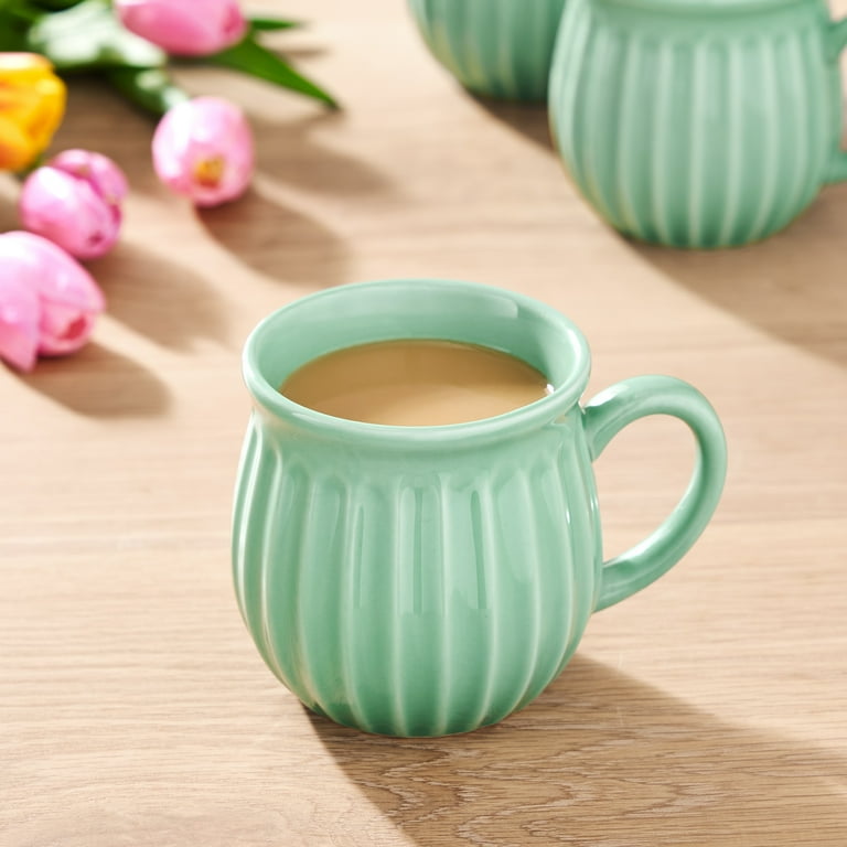 ヒロ＆ゴー・ゴー＆フレッドウッティ＆ポー・ピープ＆フォーキーマレフィセント＆アー The Pioneer Woman Colette 12-Ounce Stoneware Mugs, Green, Set of 4