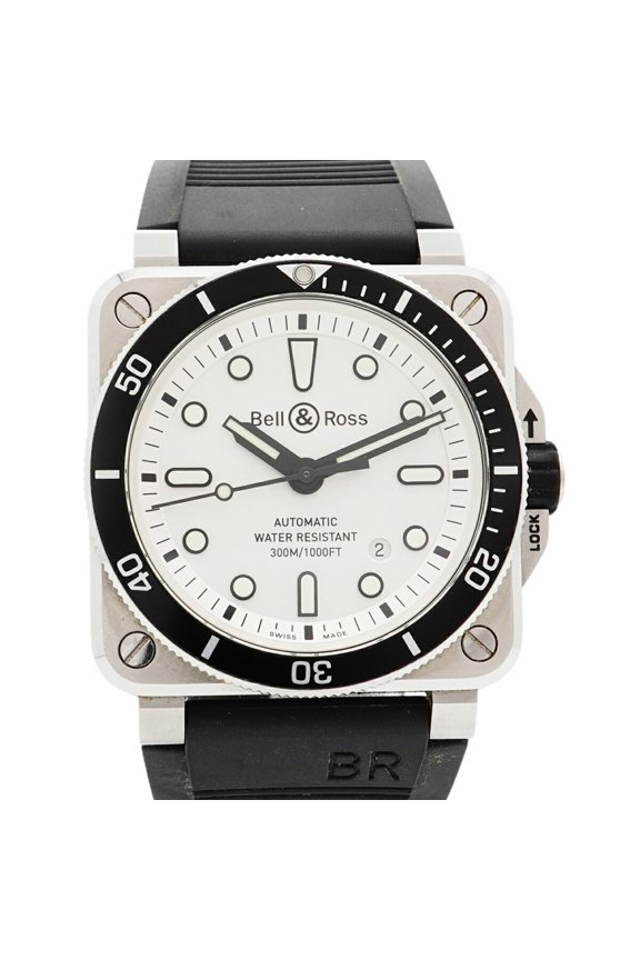 Pre-Owned Bell & Ross BR03 Diver White BR0392-D-WH-ST SRB Silver Dial Men's Watch