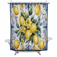 thumbnail image 2 of Yellow Lemon Shower Curtain for Bathroom Decor, Watercolor Fruit Vintage Flower Leaf Blue Waterproof Fabric Shower Curtain, 48"x72" Set with 12 Hooks, 2 of 9