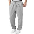thumbnail image 2 of Men's Wide Leg Baggy Sweatpants - Cotton Open Bottom Joggers with Pockets, Casual Loose Fit Trousers Light Gray S, 2 of 6