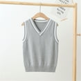 thumbnail image 2 of Ruyang Boys Girls School Knitted Sweater Vest Sleeveless V Neck Knit Vest Warm Knitwear Fall Winter Pullover Waistcoat, 2 of 9