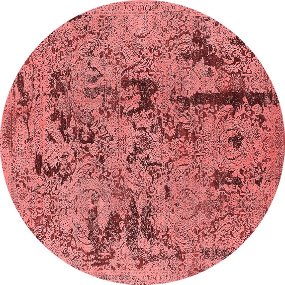 Ahgly Company Indoor Round Oriental Red Industrial Area Rugs, 8' Round