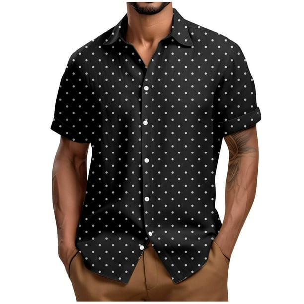 Mens Casual Botón Arriba Camisas Manga Corta Vintage Boliche Cuba Playa Camisas de Verano Botón Arriba