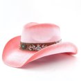 thumbnail image 5 of Summer Hats for Women Women Bohemian Wide Brim Straw Cowboy Hat Lightweight Summer Pink One Size, 5 of 5