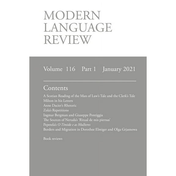 Modern Language Review (116: 1) January 2021 (Paperback)