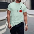 thumbnail image 2 of Rggeeun Men'S T-Shirts Cute Rose Floral Print Cotton Blend Lightweight Crew Neck Short Sleeve Relaxed Fit For Summer Travel Party Classic Tee,Mint Green,S, 2 of 4