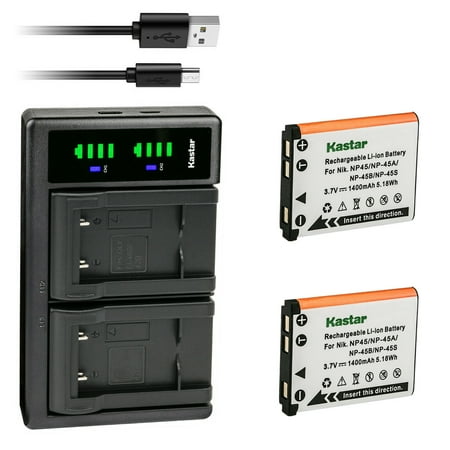 Kastar 2-Pack Battery and LTD2 USB Charger Compatible with Fujifilm NP-45 NP-45A NP-45B NP-45S Fujifilm FinePix JX420 FinePix JX500 FinePix JX520 inePix JX530 FinePix JX540 FinePix JX550 FinePix JX560