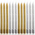 thumbnail image 1 of Candle Peytanger, juego de 12 piezas en espiral, dorado y plateado, 10 pulgadas, 1 of 9
