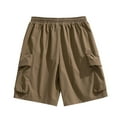 thumbnail image 3 of YLSDY Men's Summer Cargo Shorts Multi Pockets Streetwear Hip Hop Knee-Length Shorts Drawstring Elastic Waist Loose Fit Shorts Coffee L, 3 of 7
