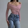thumbnail image 2 of MSJUHEG Long Sleeve Body Suits Womens,Womens Jumpsuits,Shorts Bodysuit for Women,Going Out Tops for Women,Off The Shoulder Bodysuit Slimming Body Suit Tops,Jumpsuit for Women Pink M, 2 of 9