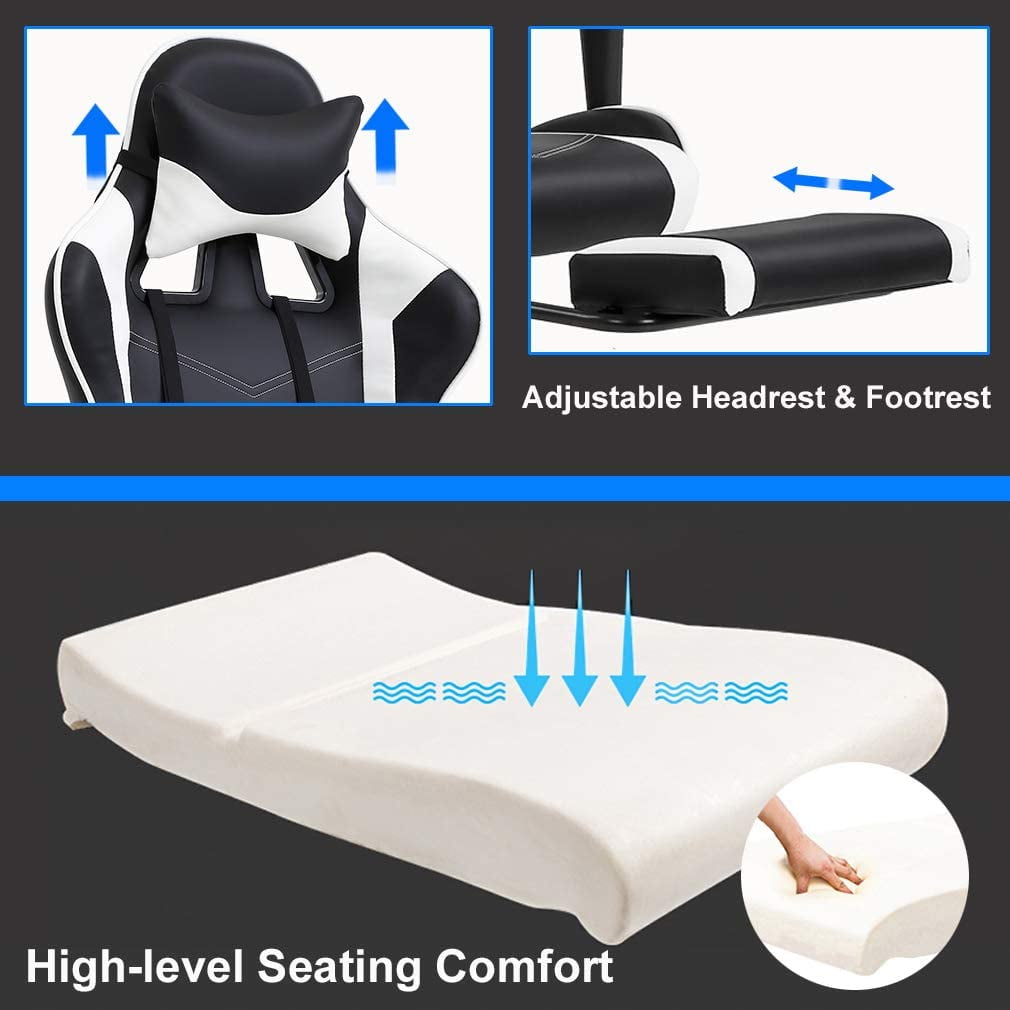 BestOffice Ergonomic Gaming Chair, Lumbar Support, Swivel Rolling for Men, Women(White)