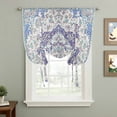 thumbnail image 2 of Blue Purple Boho Tie Up Curtains for Windows, Balloon Window Shades, Vintage Abstract Art Floral Ethnic Tribe Kitchen Window Treatments Roll Up Curtain for Basement/Nursery 52"x45", 2 of 8