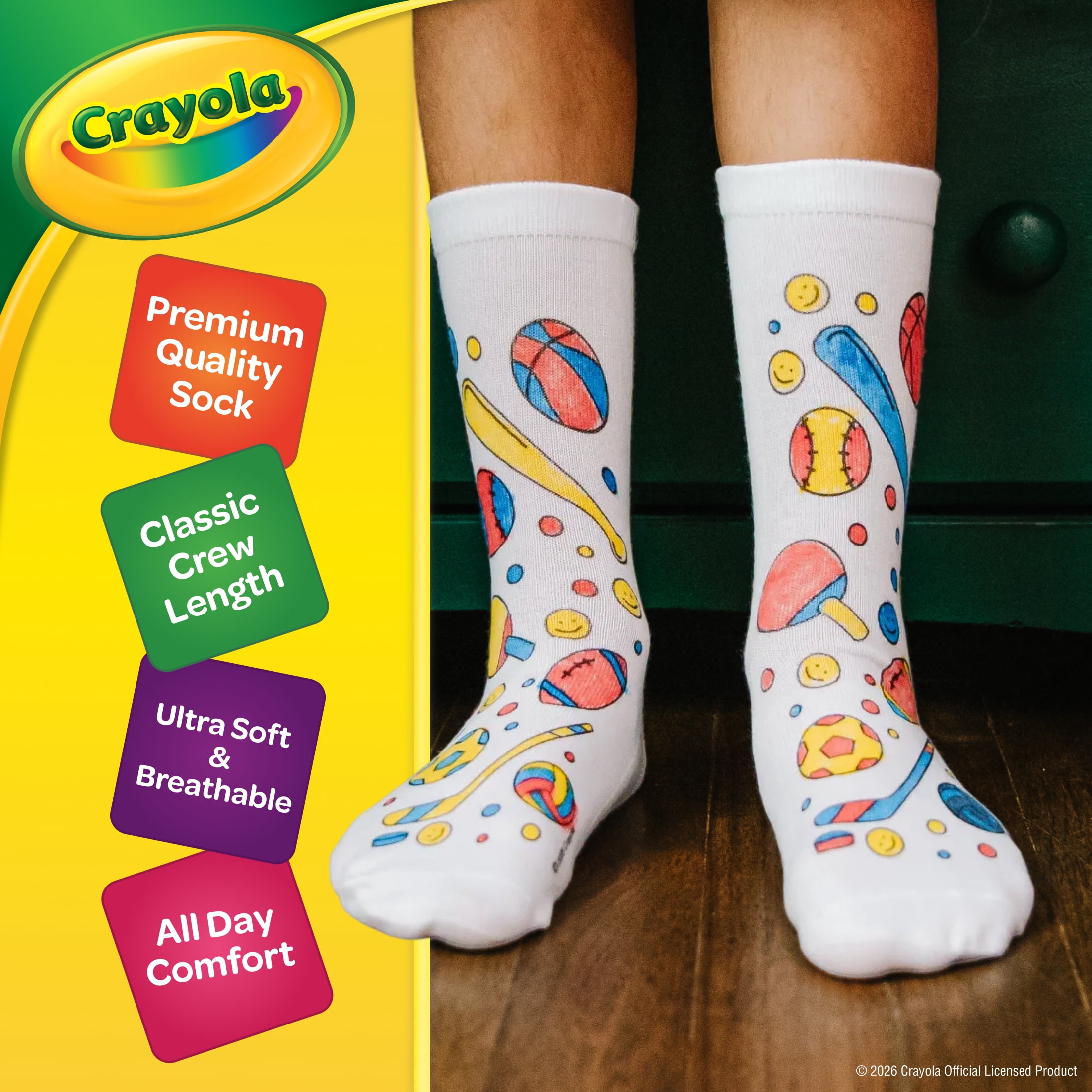 Crayola Color-In Socks Unisex Kids One Size