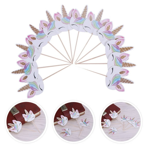 Masteelf Unicorns Cake Toppers for Party Use Assorted Color Reusable Paper Decor Fits Most Cakes 48 Pcs