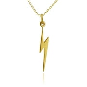 24k Gold Plated Sterling Silver Lightning Bolt Charm Pendant Necklace, 18" Chain
