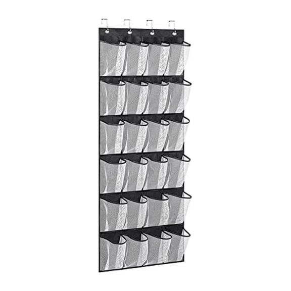 Hanging Organizer Over The Door Shoe Rack for Closet Door Storage Breathable Mesh Shoe Holder Hanger for Men 1 Pack,(Black)