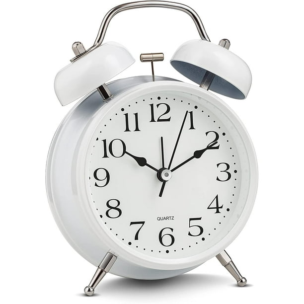 Reloj despertador analógico con campanas gemelas extra fuertes,funciona con pilas de cuarzo con retroiluminación, relojes decorativos vintage. Levamdar CDWJ528-3