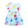 thumbnail image 2 of Emy Dola Toddler Girl Summer Short Sleeve Dress For 2-8 Years Kids Casual Playwear Rainbow Print Easter Dresses, 2 of 7