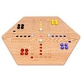 thumbnail image 3 of AmishToyBox.com Wahoo Marble Game Board Set - 20" Wide - Solid Oak Wood - Double-Sided - with Large 18mm Marbles and Dice Included, 3 of 5
