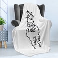 thumbnail image 4 of Llama Soft Flannel Fleece Throw Blanket, South American Domestic Alpaca Animal with Winter Attire Monochrome Illustration, Cozy Plush for Indoor and Outdoor Use, 50" x 70", Black White, by Ambesonne, 4 of 5