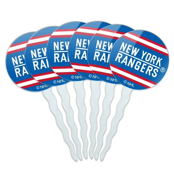 NHL New York Rangers Logo Cupcake Picks Toppers Decoration Set of 6