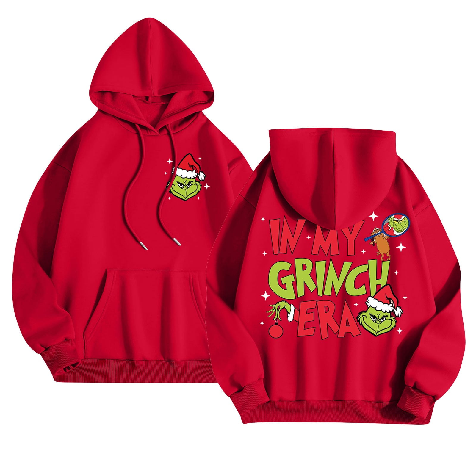 Womens Christmas Grinch Hoodie Sweatshirt, Ugly Christmas Grinch