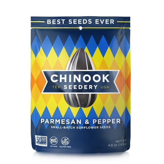 Chinook Seedery Roasted Sunflower Seeds - 4oz (Pack of 12) - Parmesan & Pepper Flavor - Gluten Free