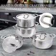 thumbnail image 3 of Tri-Ply Stainless Steel Stockpot 3QT, Hand-Hammered with Super Heavy Duty Bottom & Stay-Cool Handles, Induction Compatible Lid, 3 of 11