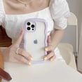 thumbnail image 2 of Wave Frame Clear Case for iPhone 12 Pro Max 6.7 inch Curly Clear Phone Case,Cute Wave Frame Slim Fit Shockproof, 2 of 5