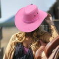 thumbnail image 4 of Abbraccia Cowboy Cowgirl Hat Flat Brim Cowboy Hat Costume Clothes Accessories Sun Hat Cowgirl Sombrero Caps for Adults Festival Travel Pink, 4 of 6