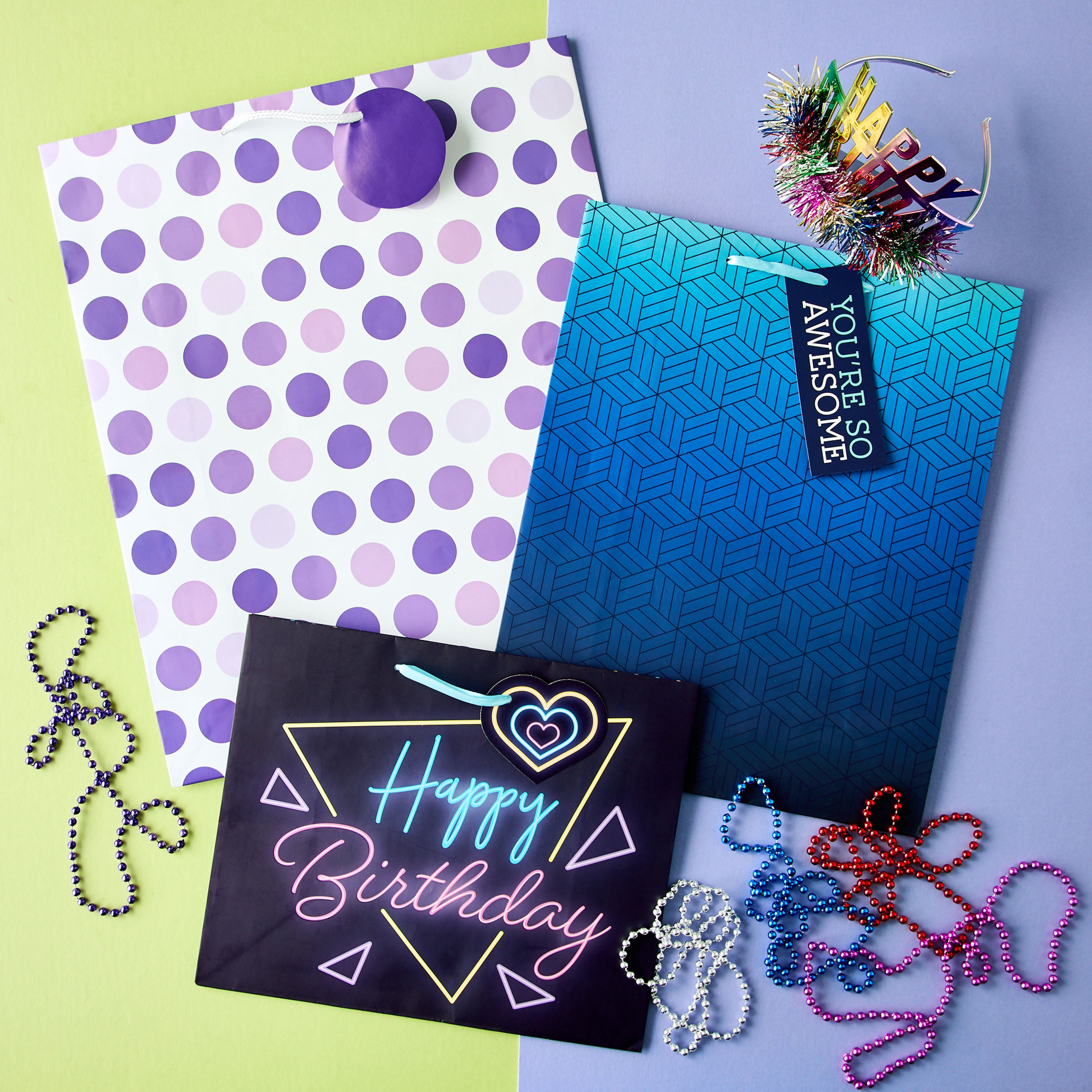 Purple Polka Dot Print Paper Gift Bag, 14.5" x 17.5", by Way To Celebrate