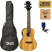 Luna UKE HTC ZBR High Tide Series Zebra Concert A/E Ukulele w/ Bag Bundle