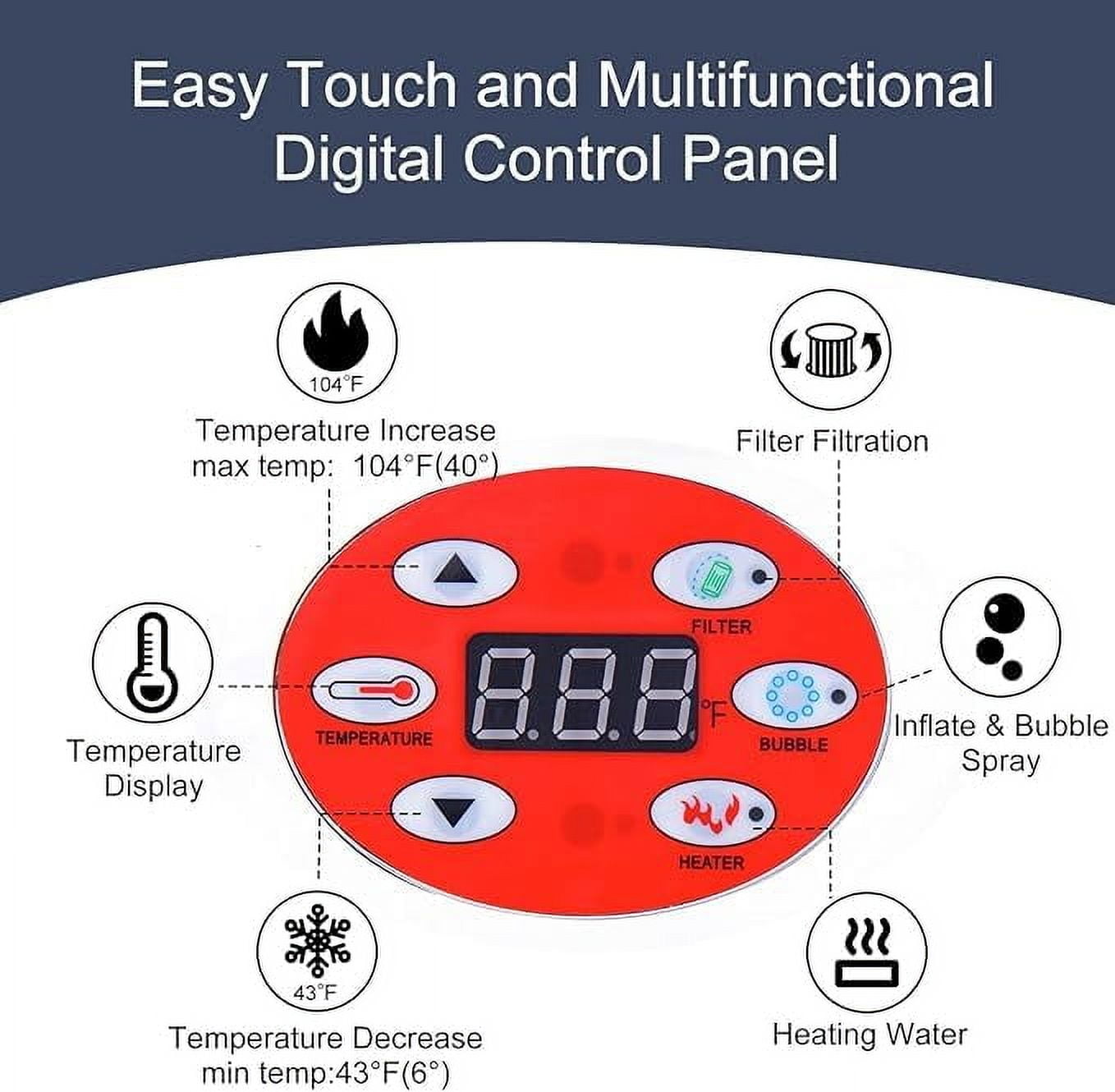 RELXTIME 73" 4-6 Person Inflatable Hot Tub with Energy Efficient Spa Cover/Insulated Cover/Mat