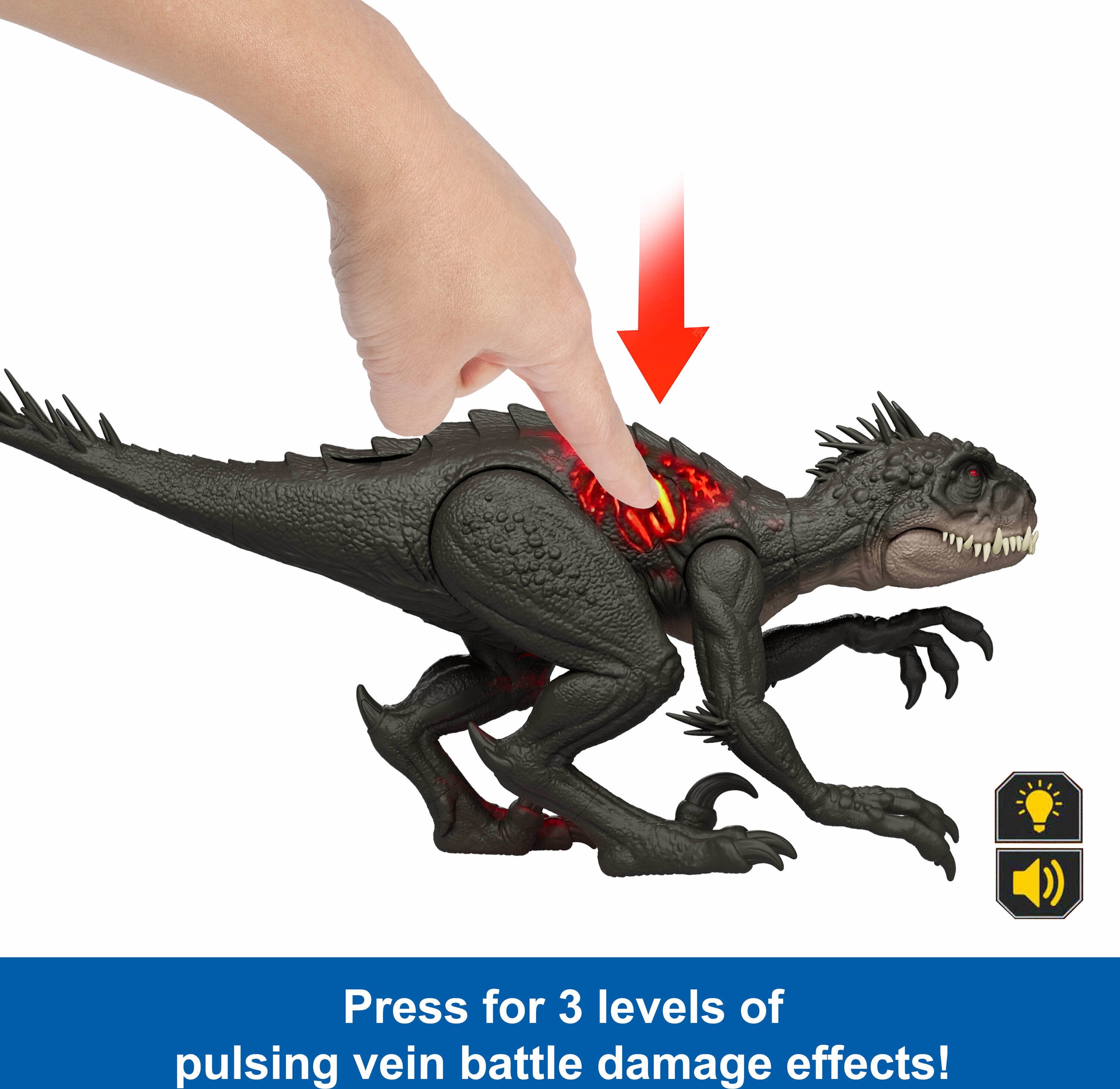 Jurassic World Ultimate Damage Scorpios Rex Dinosaur Toy Figure with Damage, Light & Sound Toy  (图5)