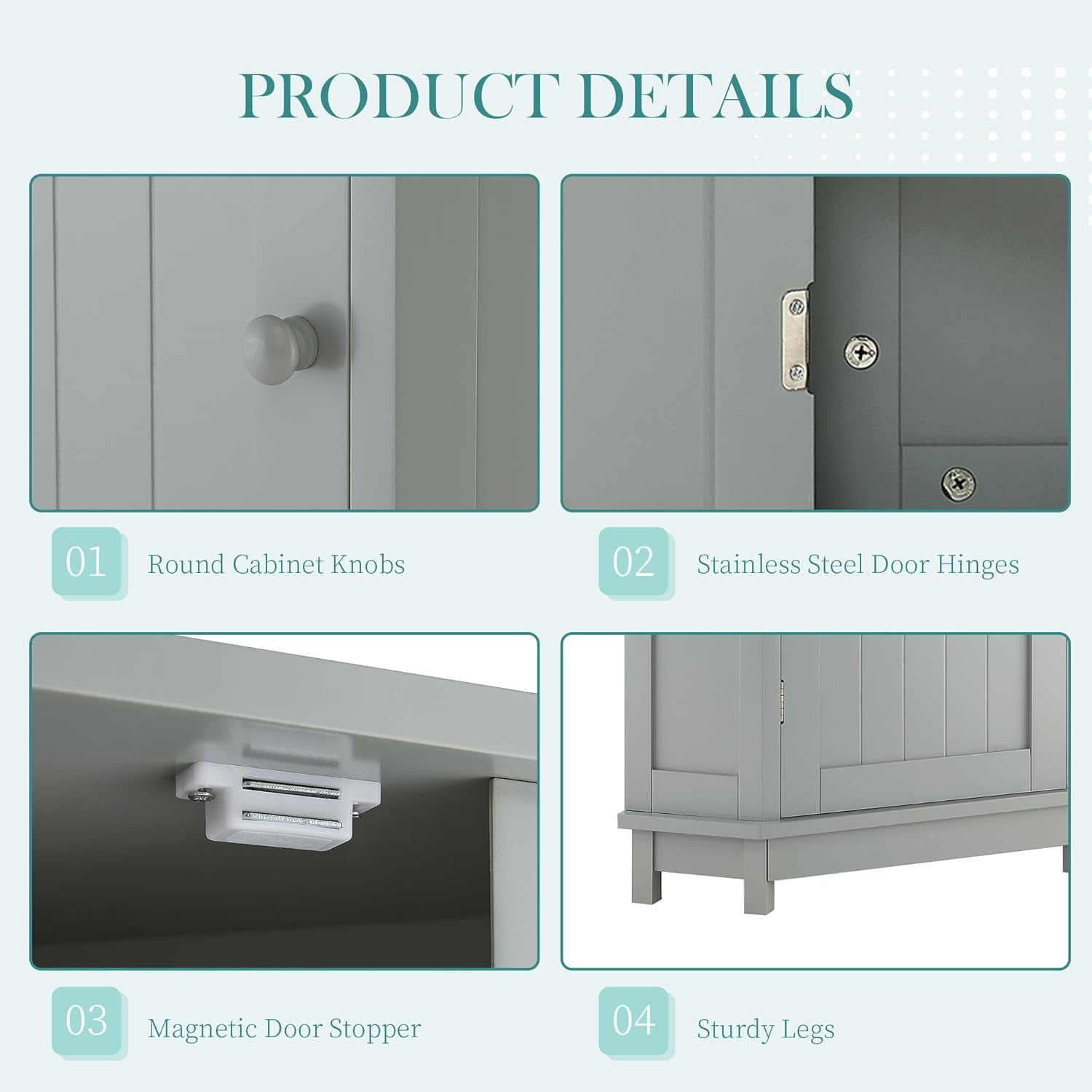 31" Corner Storage Cabinet, Wood Freestanding Triangle Floor Cabinet with Door & Shelves, Grey