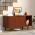 thumbnail image 3 of Winkalon Cat Litter Box Enclosure with Sliding Tambour Door, 37.4" Hidden Litter Box Furniture, Wood Cat Litter Box Cabinet for Living Room,Brown, 3 of 9