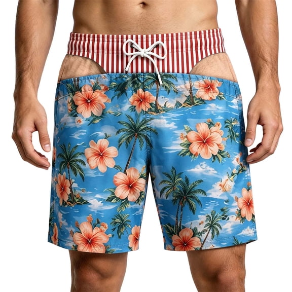 Shorts for Men Men's Swim Trunks Funny Cheek Gag Beach Shorts Quick Dry | Funny 3D Hairy Skin Print Beach wear with Pockets Comfortable Trunks for Summer Pool Party Prank Gag Gifts