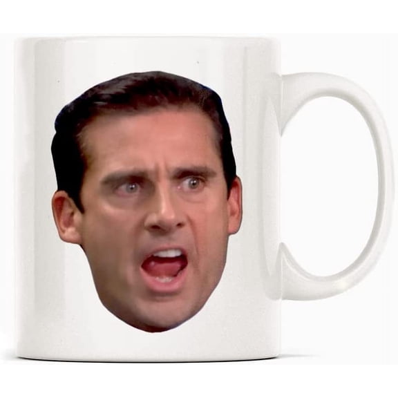 The Office Michael Scott Boss Head Mug Gift, White Funny Sarcasm Coffee Cup Novelty