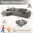 thumbnail image 3 of 108.5” Oversized Boneless Deep Seat Couch with Corduroy Fabric, Modular Cloud Sectional Sofa Couches for Living Room, No Assembly Required Faux Fur Sofa, Gray, 3 of 10